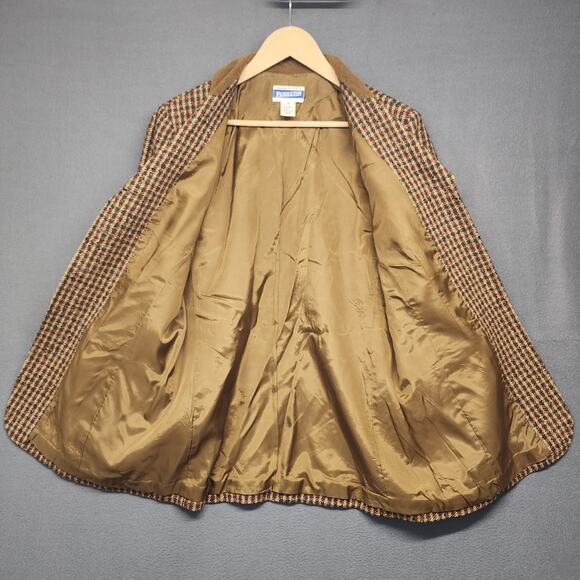 Vtg Pendleton Knockabouts Women Blazer 10 Wool Blend Tweed Faux Suede Collar USA - Picture 3 of 13